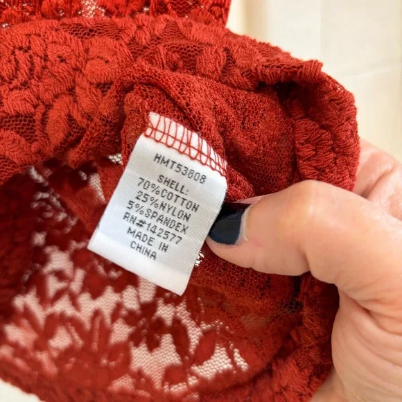 Haute Monde Rust Red Tshirt Cap Sleeves Size Small Dainty Fem Artsy Crop Y2K - Picture 9 of 9